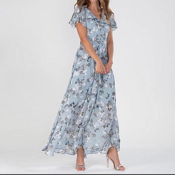 Tlora Dresses & Skirts - TLORA FLUTTER SLEEVE MAXI DRESS